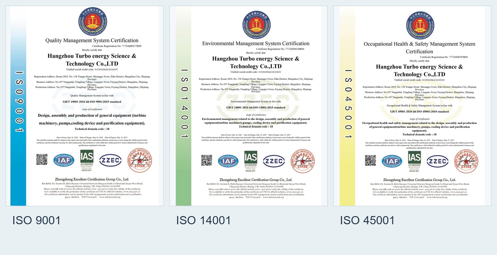 ISO certificates collage
